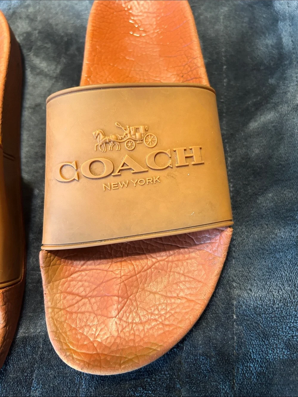 Coach Men’s Tan/Brown Logo Slide Sandals size 8